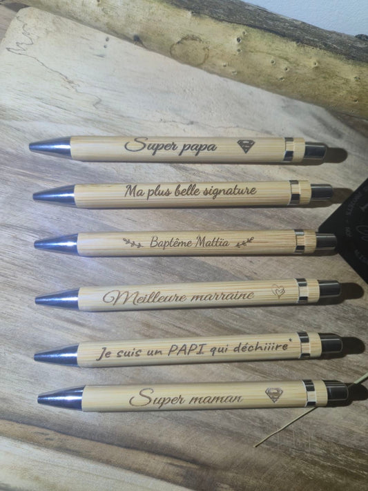 Stylo en bambou personnalisé gravé – Cadeau écologique, original et durable