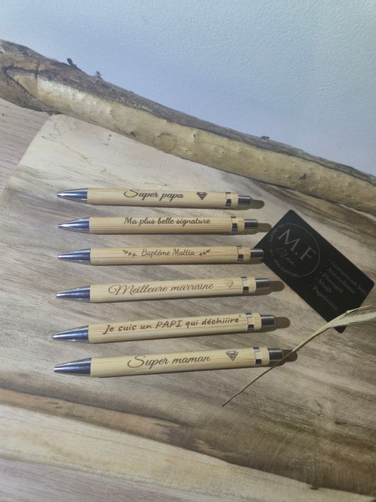 Stylo en bambou personnalisé gravé – Cadeau écologique, original et durable