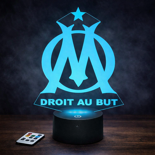 Lampe 3D RGB Olympique de Marseille – Veilleuse LED Logo OM