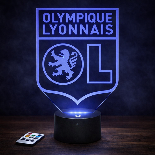 Lampe 3D RGB Olympique Lyonnais – Veilleuse LED Logo OL
