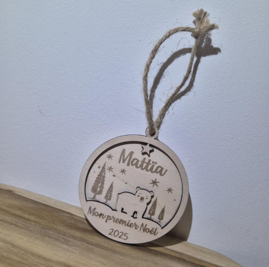 Boule de noël personnalisée en bois